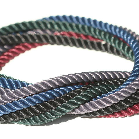 satin cord necklaces in burgundy, blue, dark green, grey and black