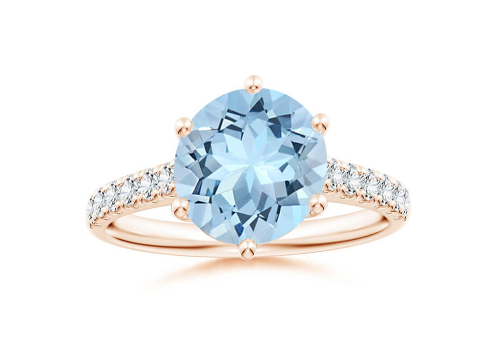Aquamarine and Diamonds Engagement Ring