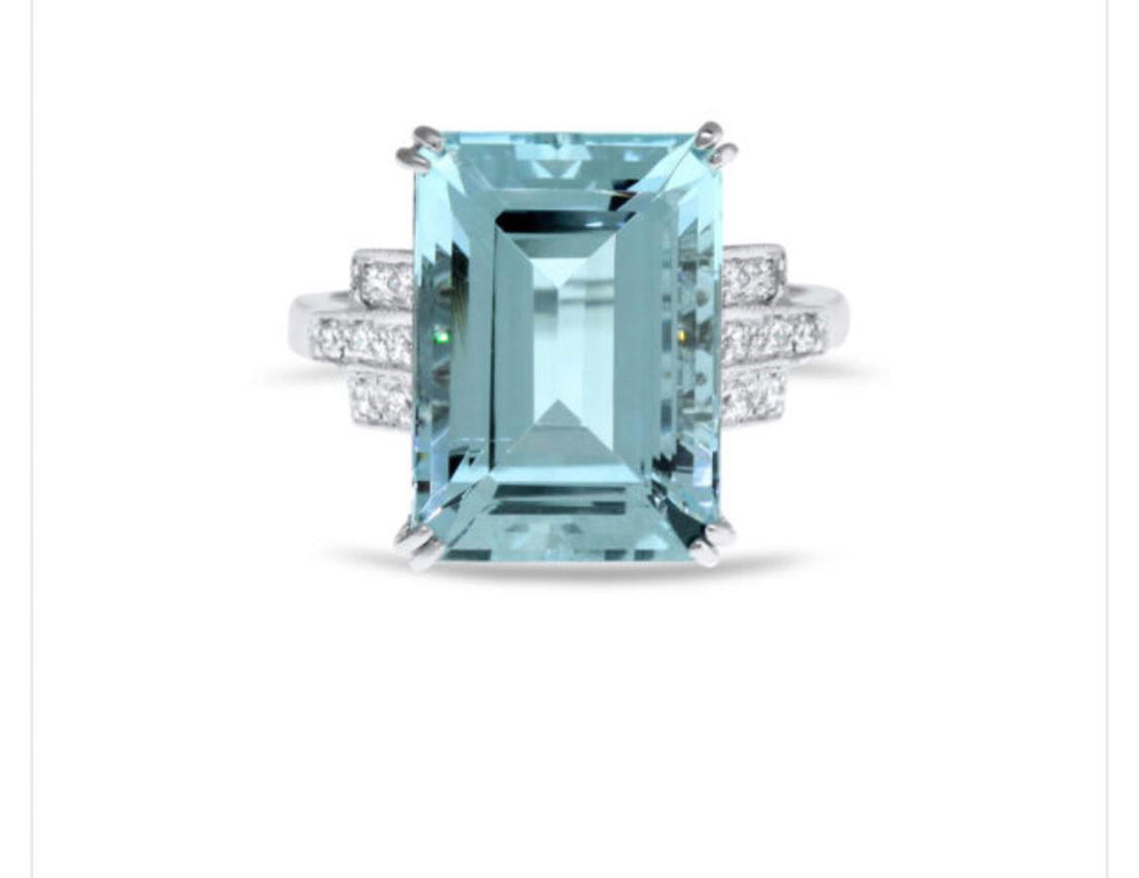 Aquamarine and Diamond statement ring